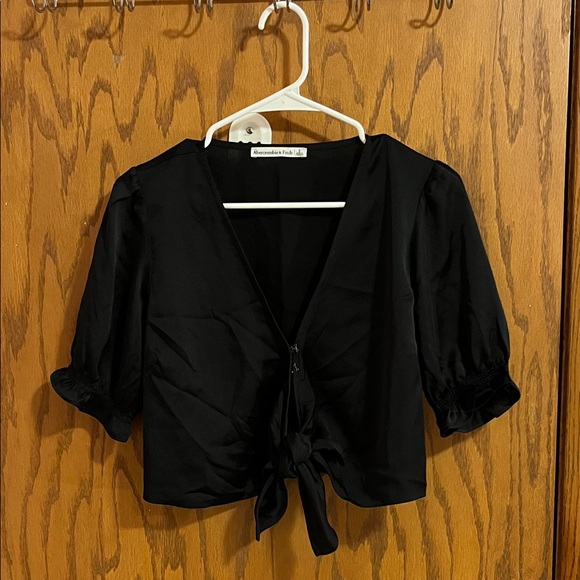 Abercrombie & Fitch Tops - Abercrombie and Fitch Black Puff Sleeve Tie-Front Top - SIZE S